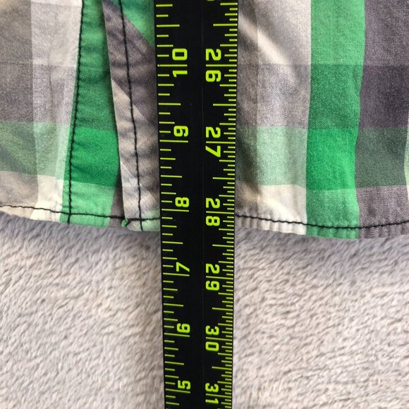 Eighty Eight Mens Shirt Large Long Sleeve Green Plaid Button-Up Casual Western - Picture 5 of 10